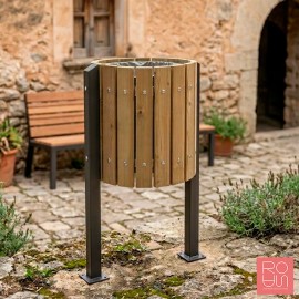 Paperera Golf Mixta 50L | Fusta i Acer per a Exterior